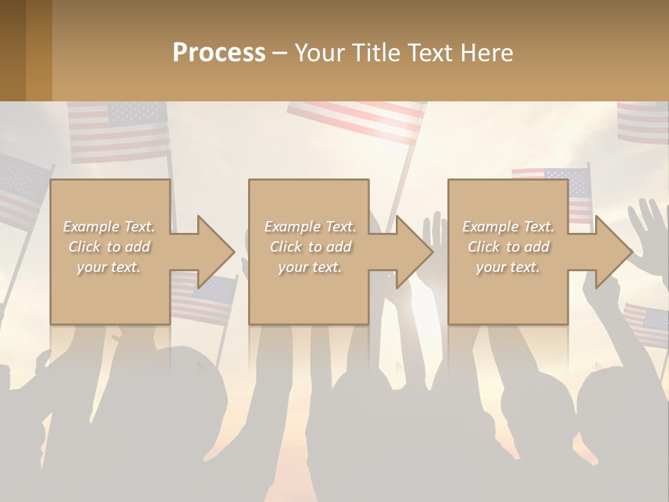 A Group Of People Holding American Flags In The Air PowerPoint Template