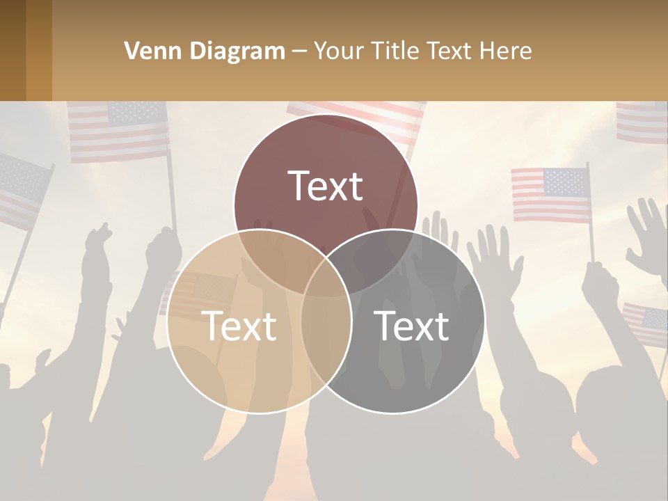 A Group Of People Holding American Flags In The Air PowerPoint Template