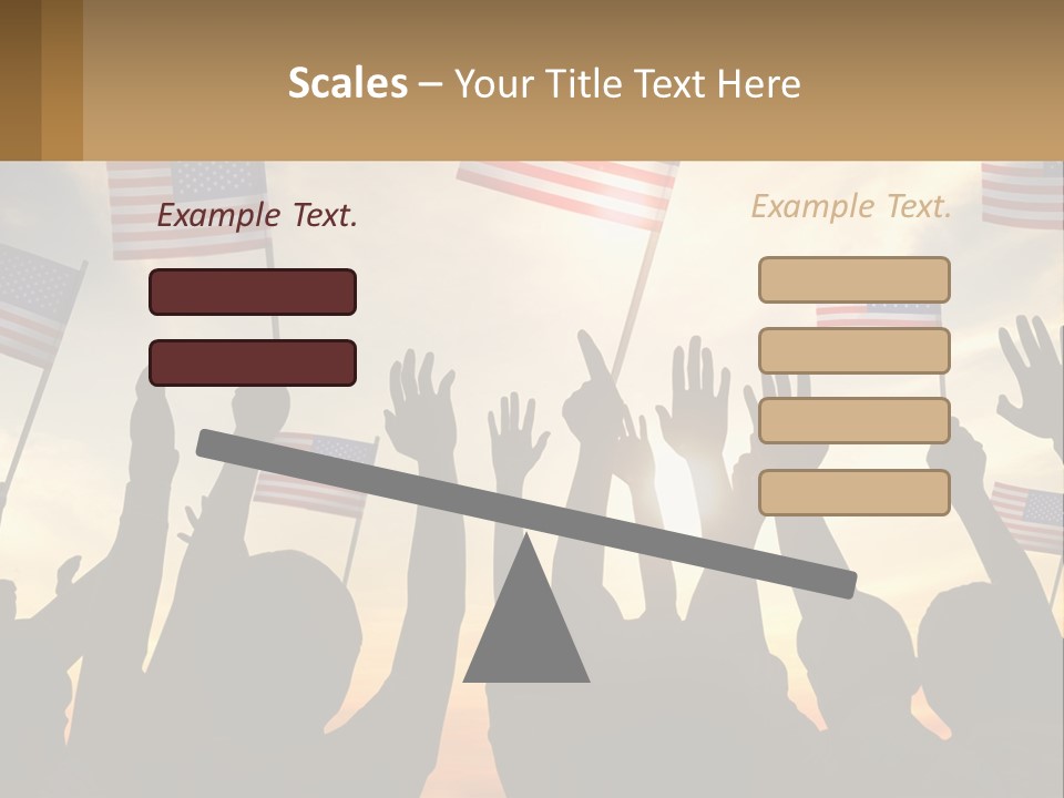 A Group Of People Holding American Flags In The Air PowerPoint Template
