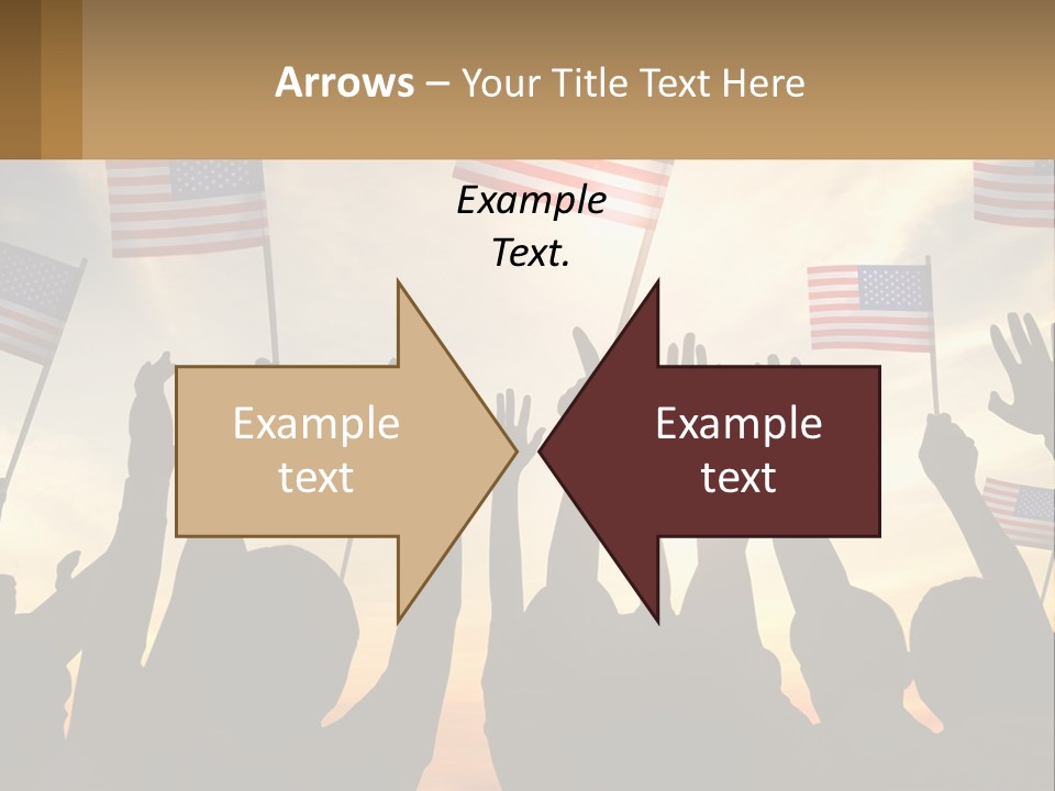 A Group Of People Holding American Flags In The Air PowerPoint Template