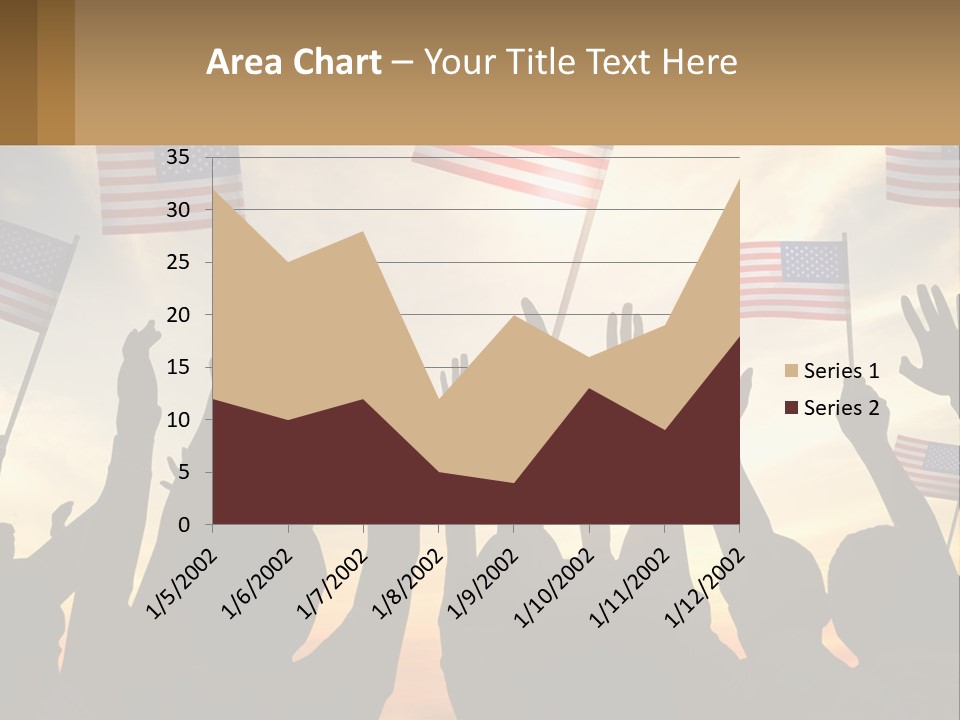 A Group Of People Holding American Flags In The Air PowerPoint Template