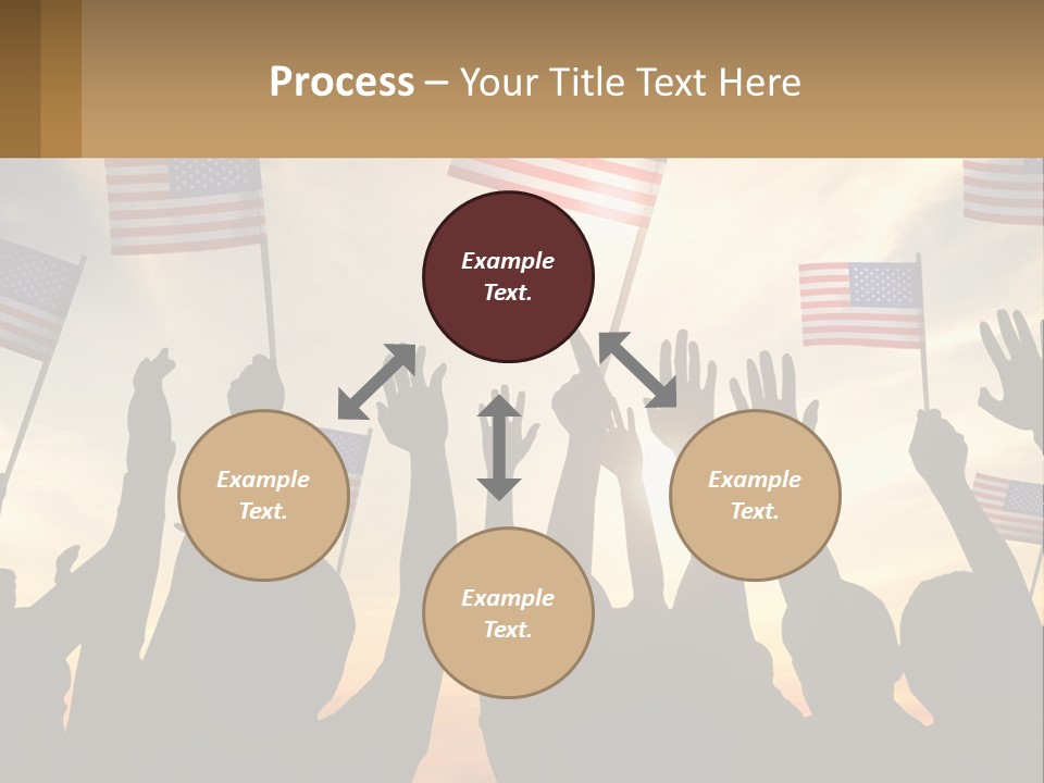 A Group Of People Holding American Flags In The Air PowerPoint Template