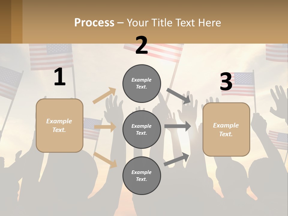 A Group Of People Holding American Flags In The Air PowerPoint Template