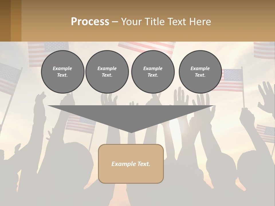 A Group Of People Holding American Flags In The Air PowerPoint Template