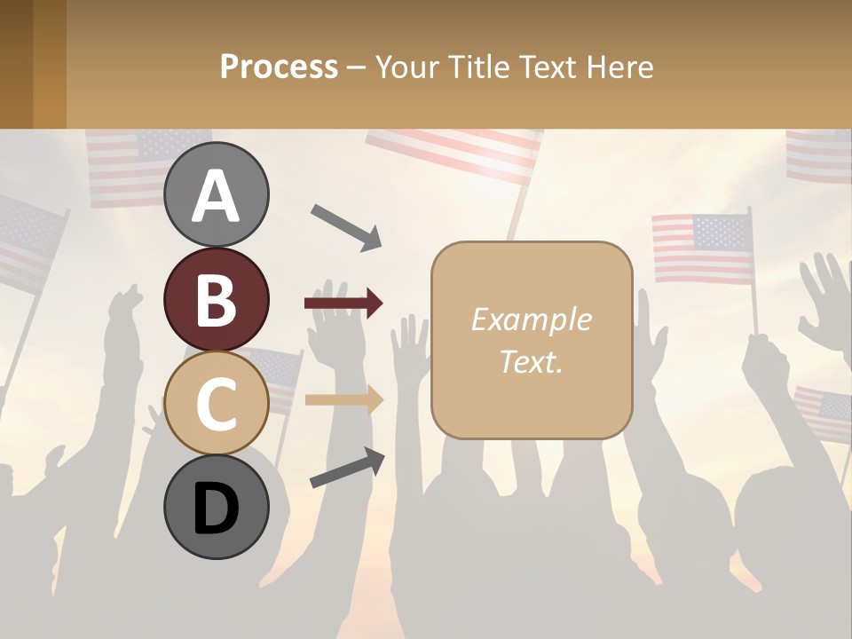 A Group Of People Holding American Flags In The Air PowerPoint Template