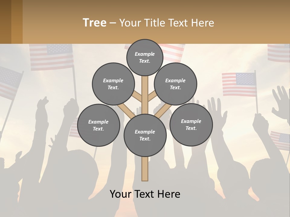 A Group Of People Holding American Flags In The Air PowerPoint Template