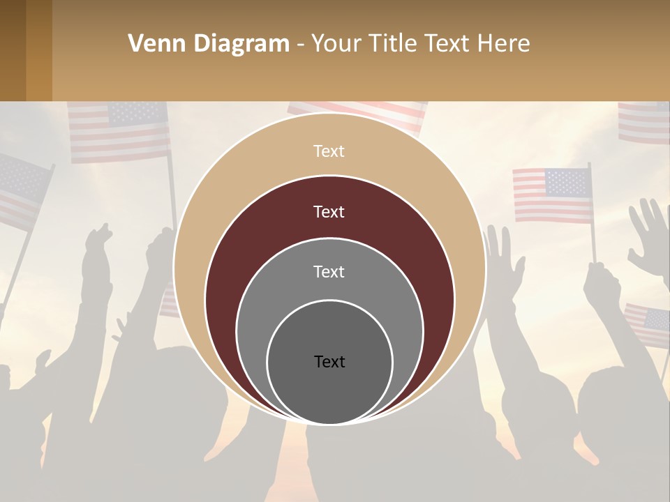 A Group Of People Holding American Flags In The Air PowerPoint Template