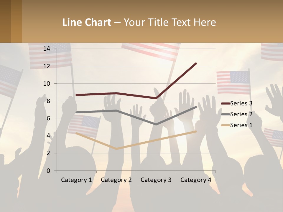A Group Of People Holding American Flags In The Air PowerPoint Template
