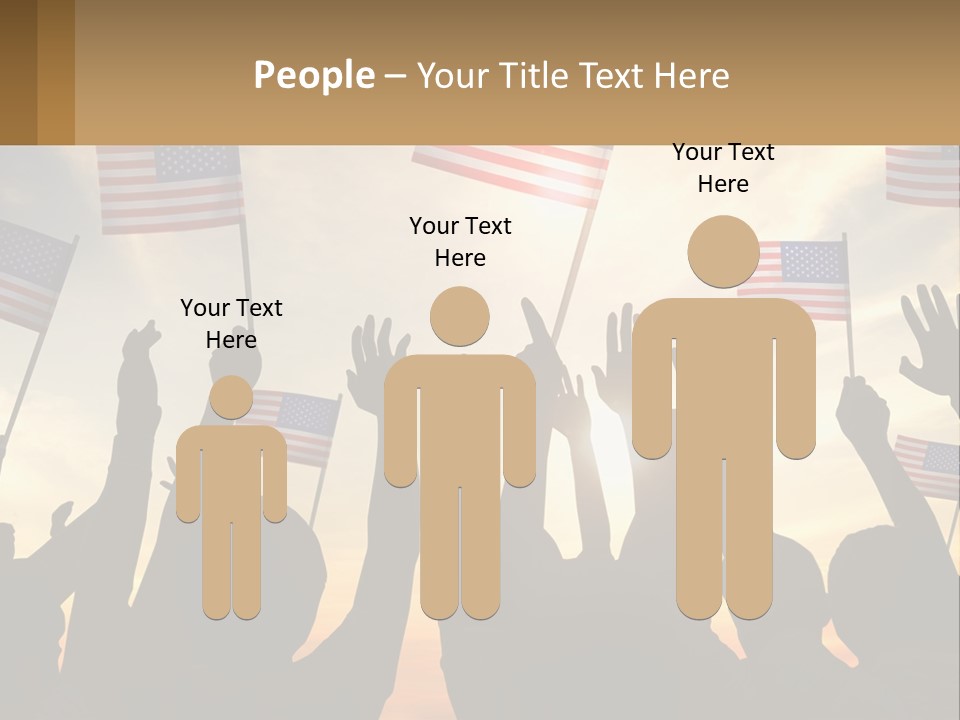 A Group Of People Holding American Flags In The Air PowerPoint Template