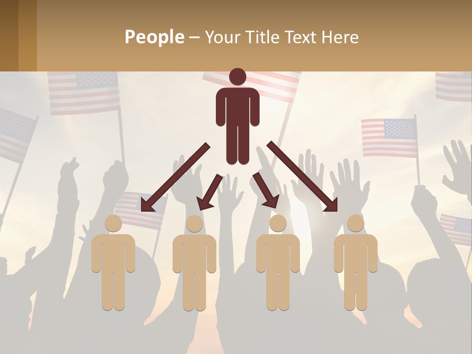 A Group Of People Holding American Flags In The Air PowerPoint Template