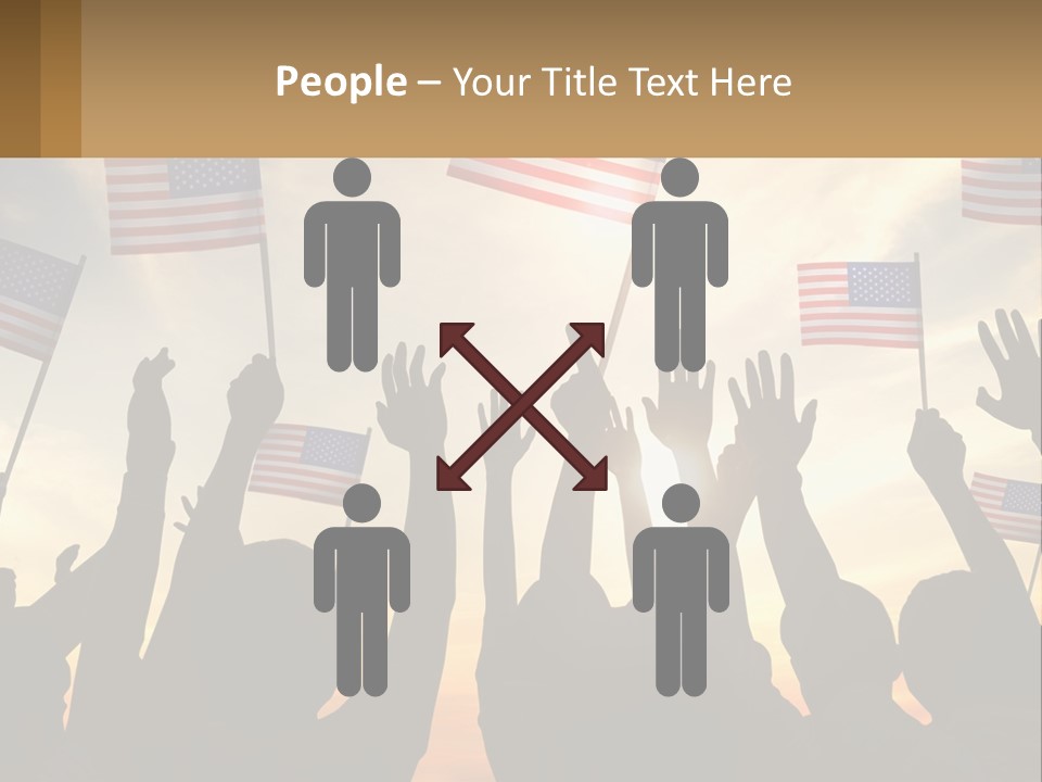 A Group Of People Holding American Flags In The Air PowerPoint Template