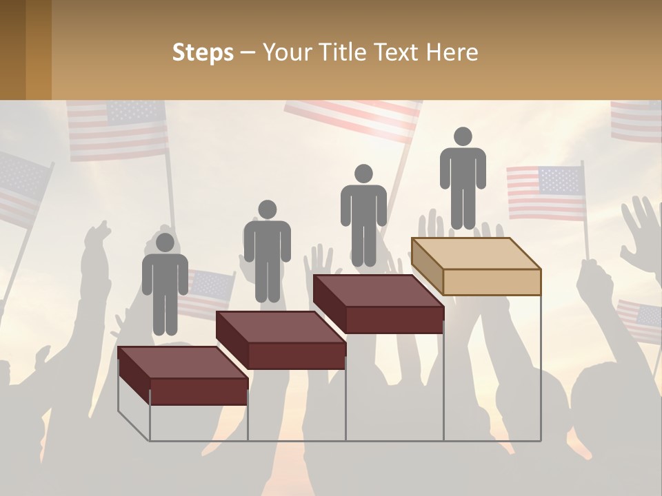 A Group Of People Holding American Flags In The Air PowerPoint Template