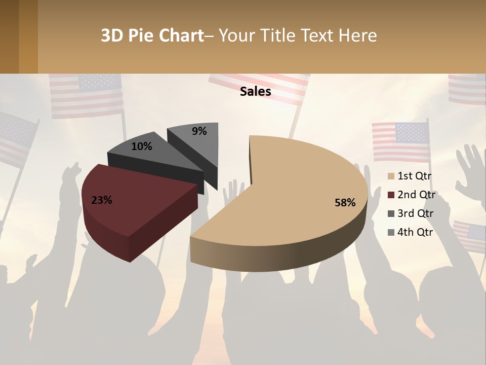 A Group Of People Holding American Flags In The Air PowerPoint Template