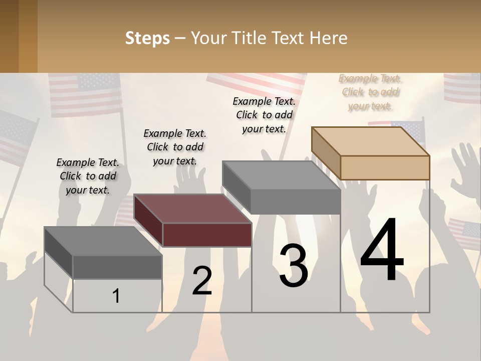 A Group Of People Holding American Flags In The Air PowerPoint Template