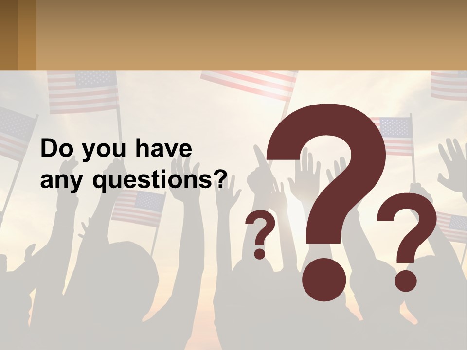 A Group Of People Holding American Flags In The Air PowerPoint Template