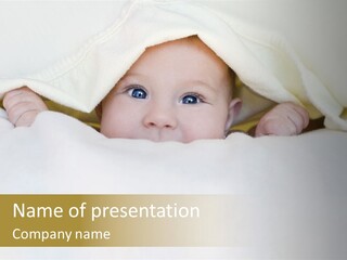 A Baby Peeking Out From Under A Blanket PowerPoint Template