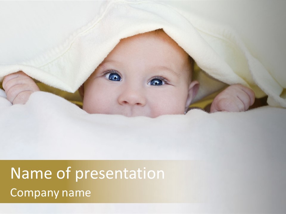 A Baby Peeking Out From Under A Blanket PowerPoint Template