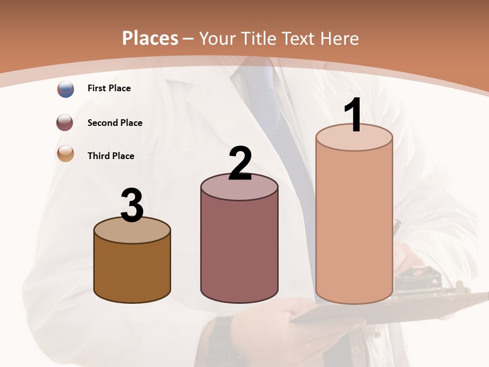 A Man In A Lab Coat Writing On A Clipboard PowerPoint Template