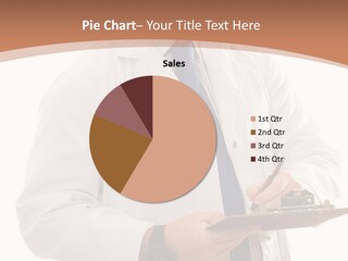 A Man In A Lab Coat Writing On A Clipboard PowerPoint Template