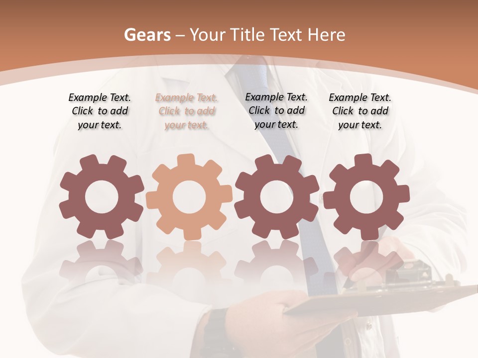 A Man In A Lab Coat Writing On A Clipboard PowerPoint Template