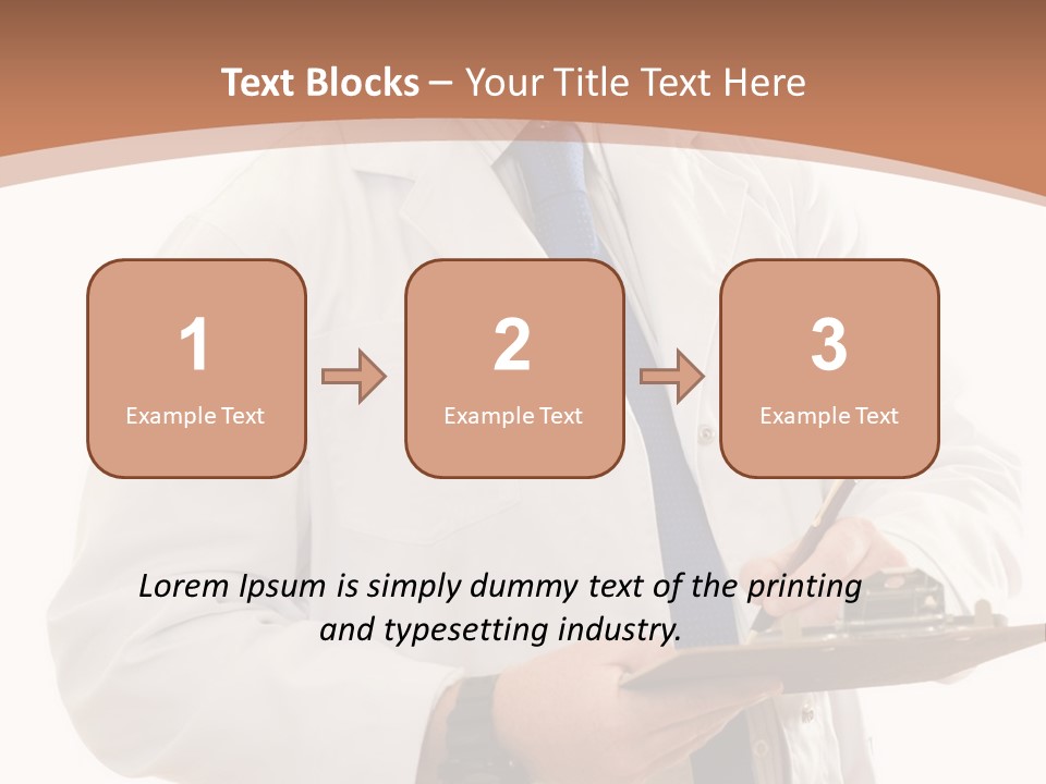 A Man In A Lab Coat Writing On A Clipboard PowerPoint Template