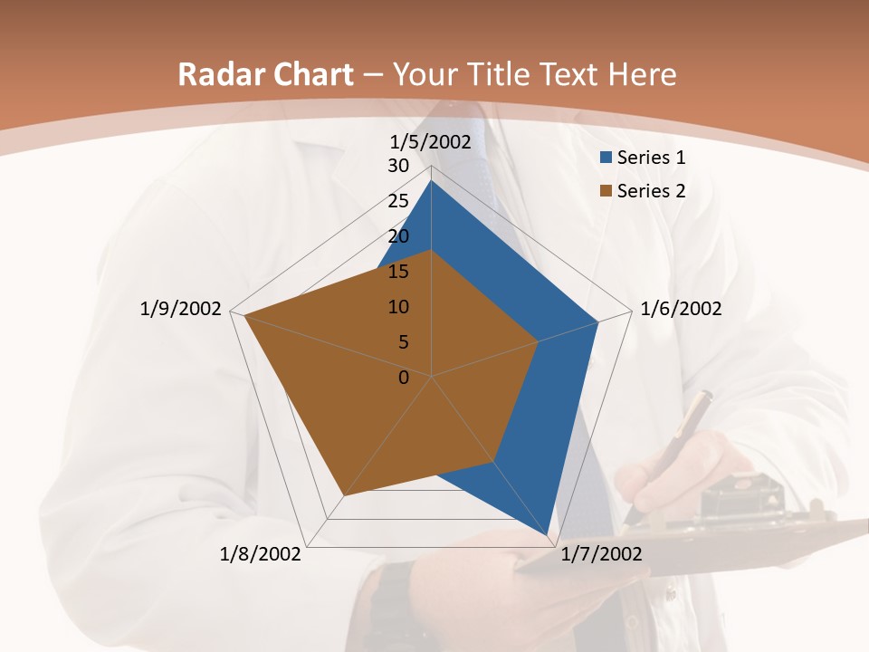 A Man In A Lab Coat Writing On A Clipboard PowerPoint Template