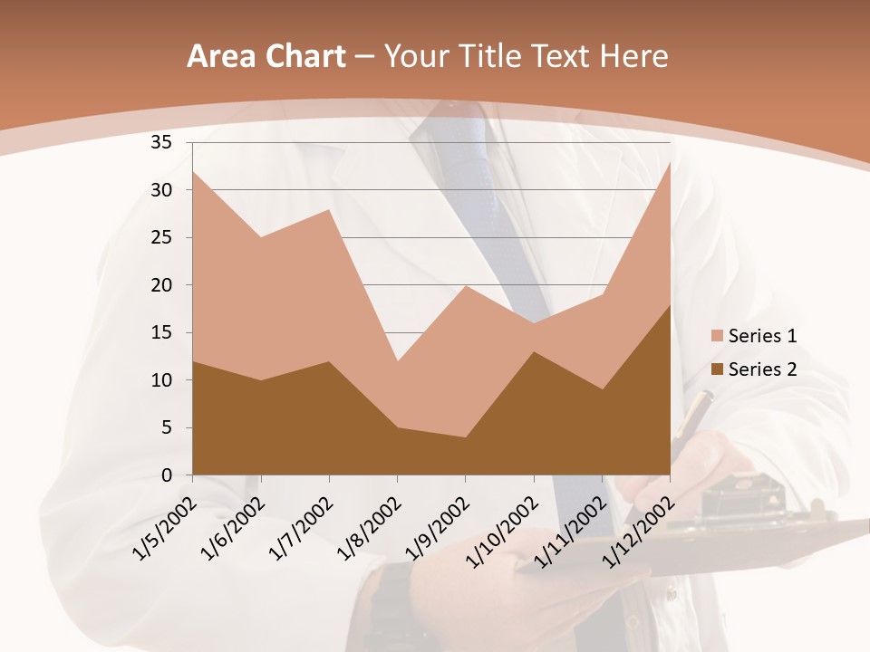A Man In A Lab Coat Writing On A Clipboard PowerPoint Template