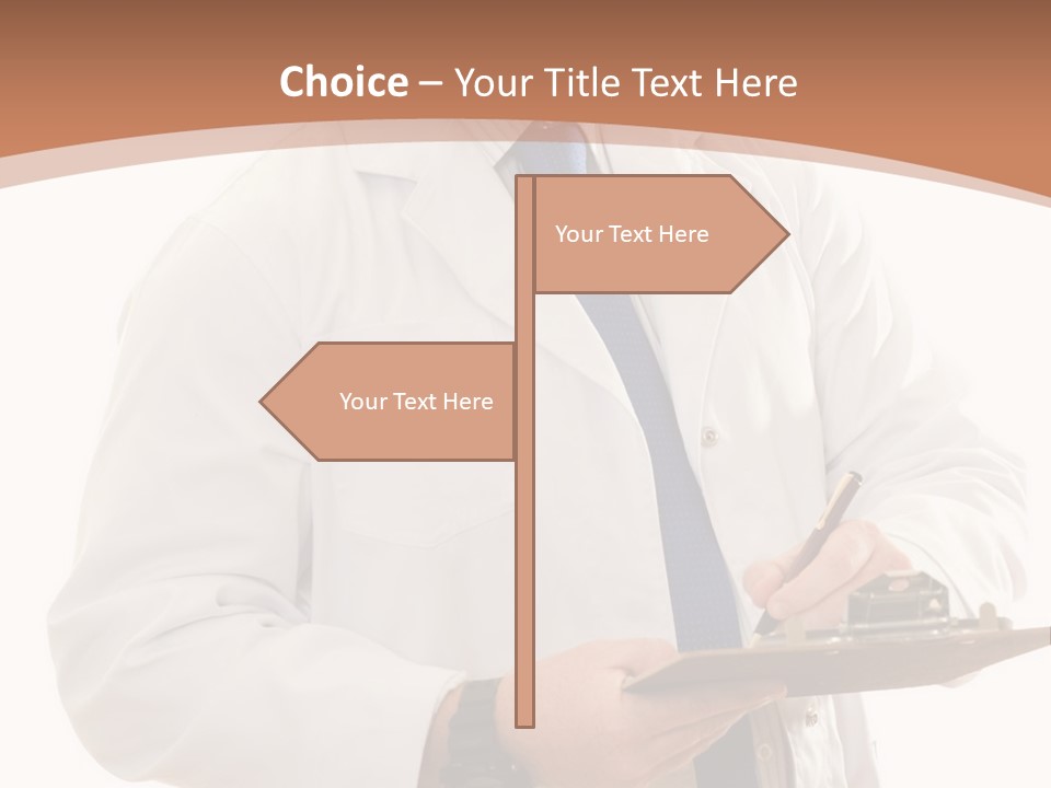 A Man In A Lab Coat Writing On A Clipboard PowerPoint Template