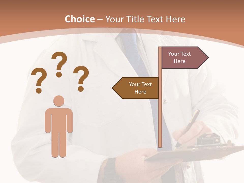 A Man In A Lab Coat Writing On A Clipboard PowerPoint Template