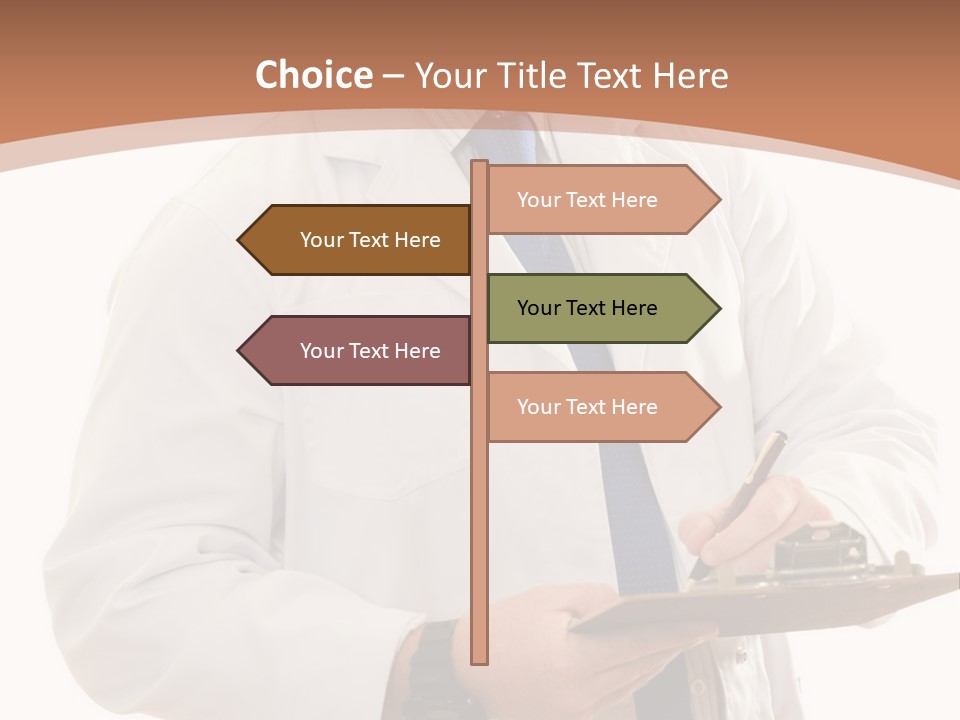 A Man In A Lab Coat Writing On A Clipboard PowerPoint Template