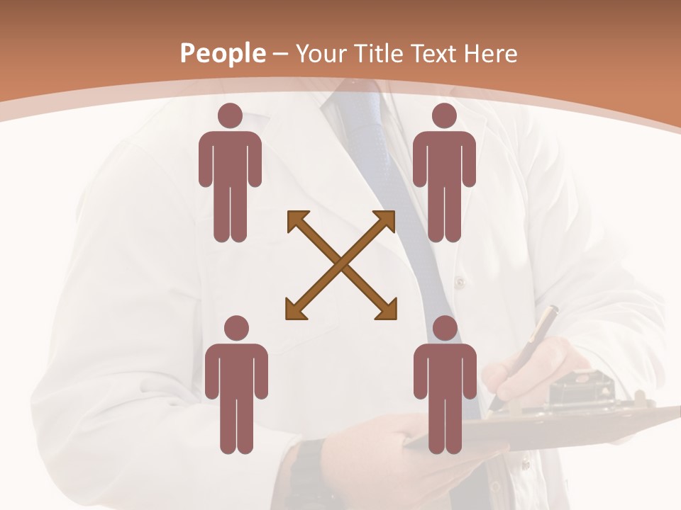 A Man In A Lab Coat Writing On A Clipboard PowerPoint Template