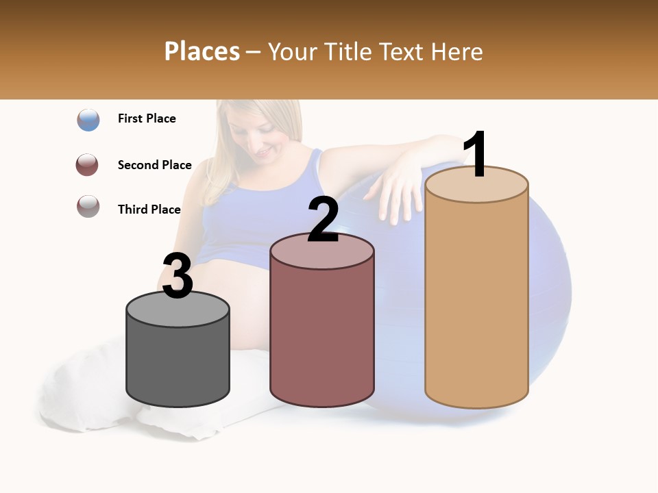 A Pregnant Woman Sitting On A Blue Exercise Ball PowerPoint Template