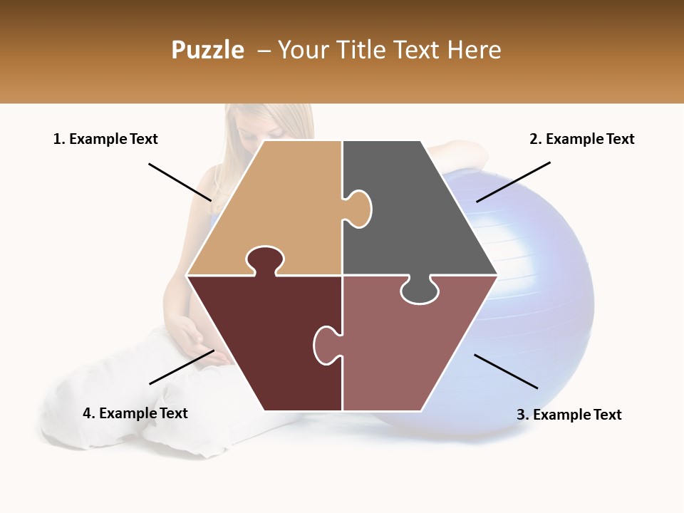 A Pregnant Woman Sitting On A Blue Exercise Ball PowerPoint Template