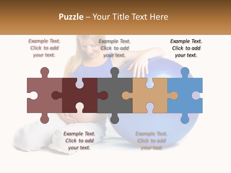 A Pregnant Woman Sitting On A Blue Exercise Ball PowerPoint Template