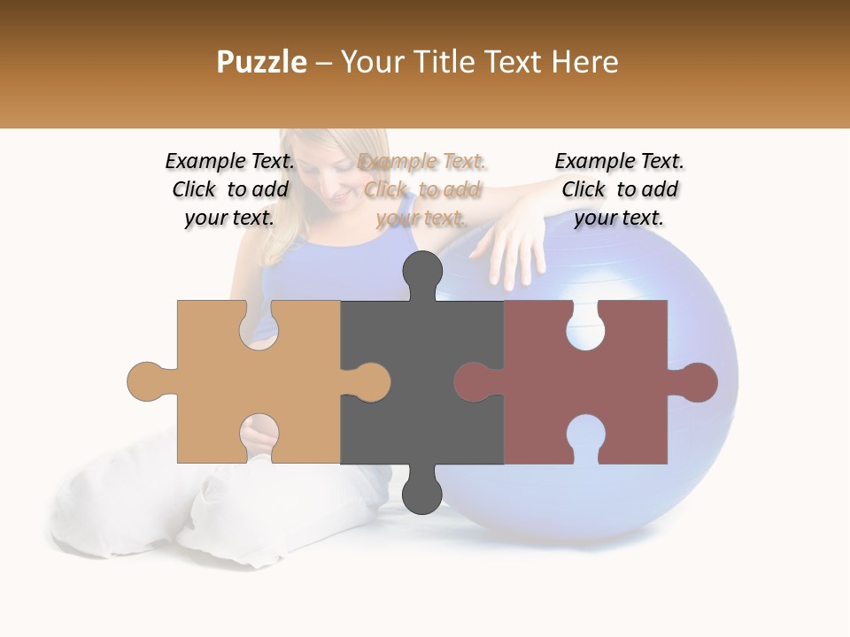 A Pregnant Woman Sitting On A Blue Exercise Ball PowerPoint Template