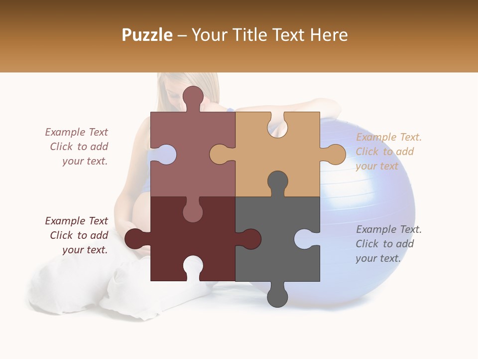 A Pregnant Woman Sitting On A Blue Exercise Ball PowerPoint Template