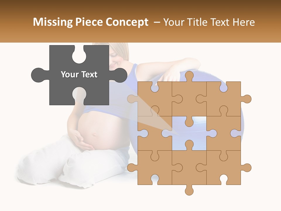 A Pregnant Woman Sitting On A Blue Exercise Ball PowerPoint Template