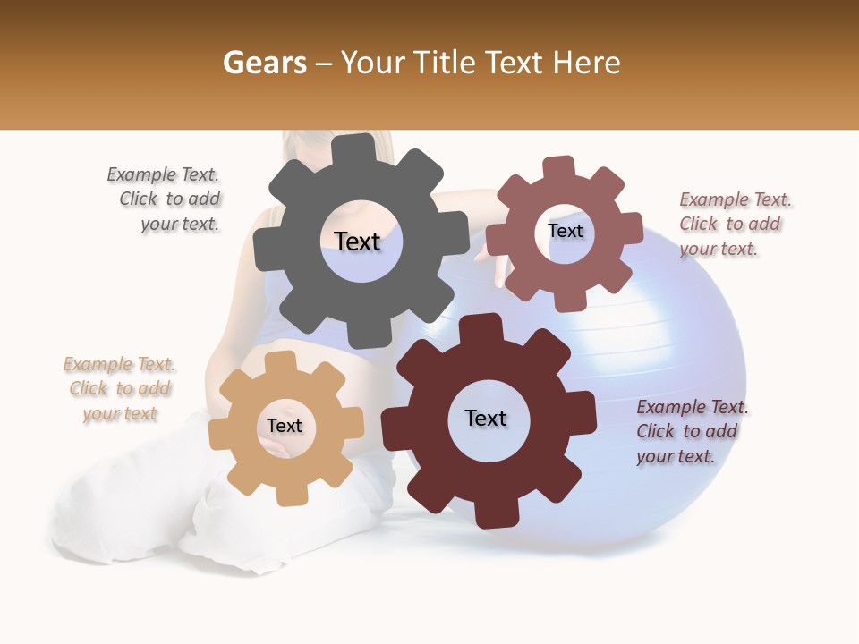 A Pregnant Woman Sitting On A Blue Exercise Ball PowerPoint Template