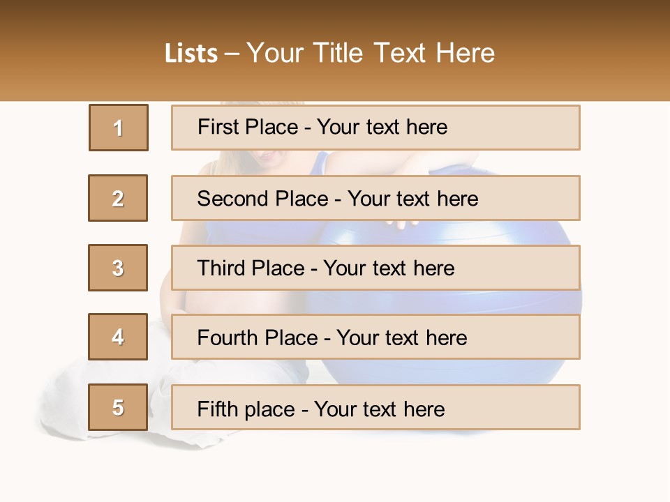 A Pregnant Woman Sitting On A Blue Exercise Ball PowerPoint Template