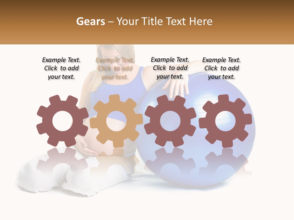 A Pregnant Woman Sitting On A Blue Exercise Ball PowerPoint Template