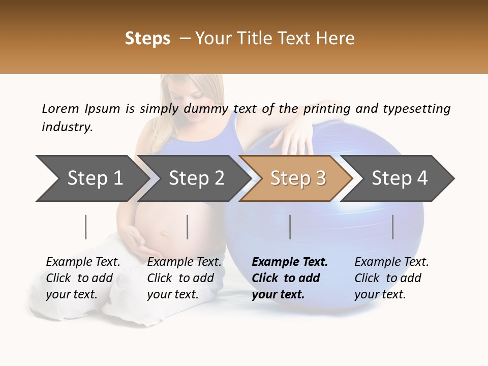 A Pregnant Woman Sitting On A Blue Exercise Ball PowerPoint Template