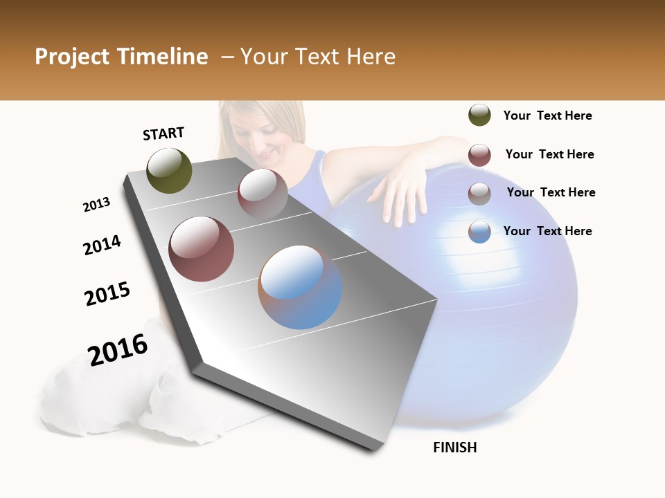 A Pregnant Woman Sitting On A Blue Exercise Ball PowerPoint Template