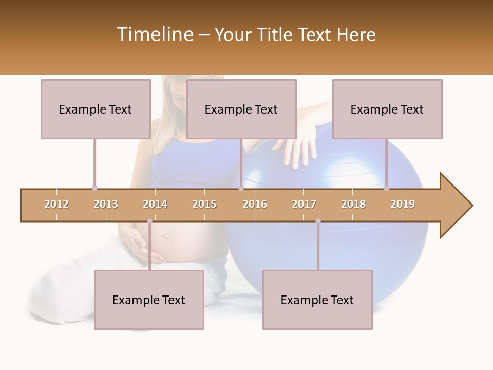 A Pregnant Woman Sitting On A Blue Exercise Ball PowerPoint Template