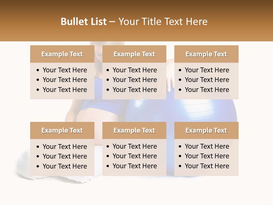 A Pregnant Woman Sitting On A Blue Exercise Ball PowerPoint Template