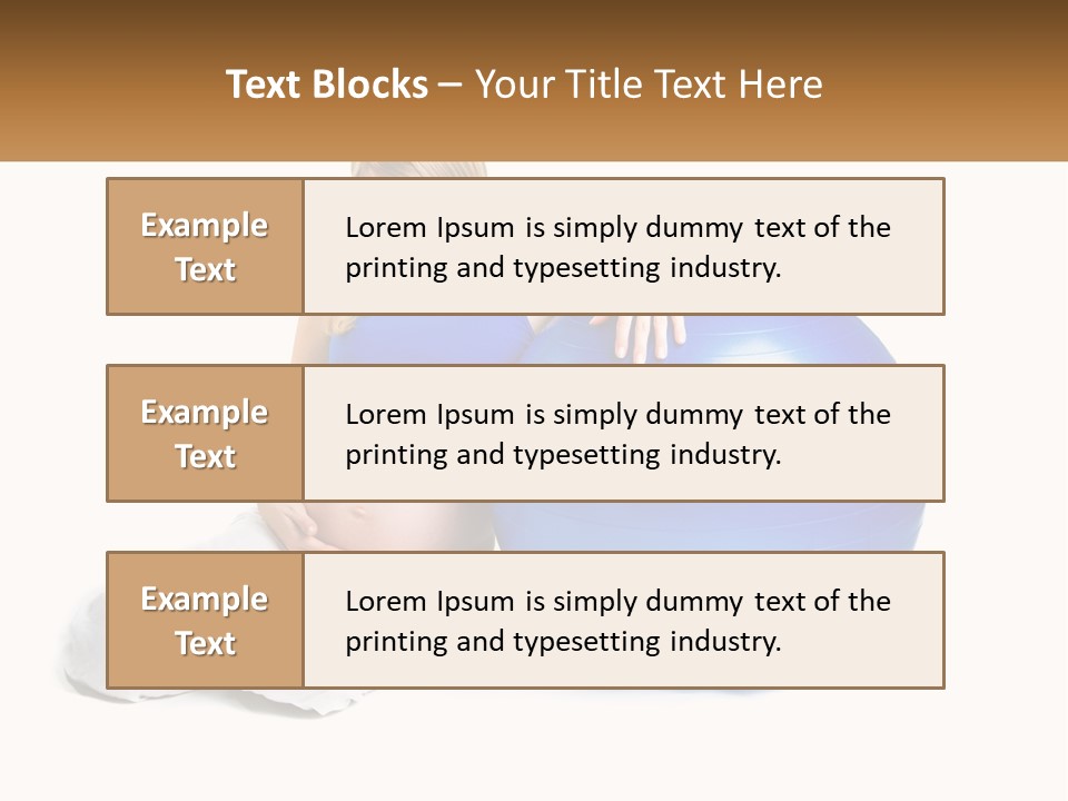A Pregnant Woman Sitting On A Blue Exercise Ball PowerPoint Template