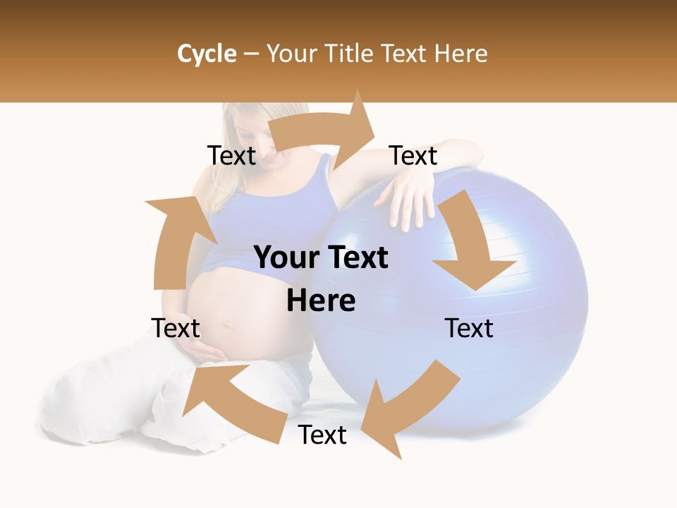 A Pregnant Woman Sitting On A Blue Exercise Ball PowerPoint Template
