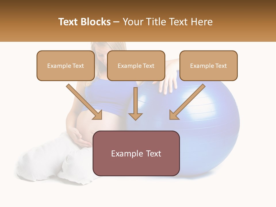 A Pregnant Woman Sitting On A Blue Exercise Ball PowerPoint Template