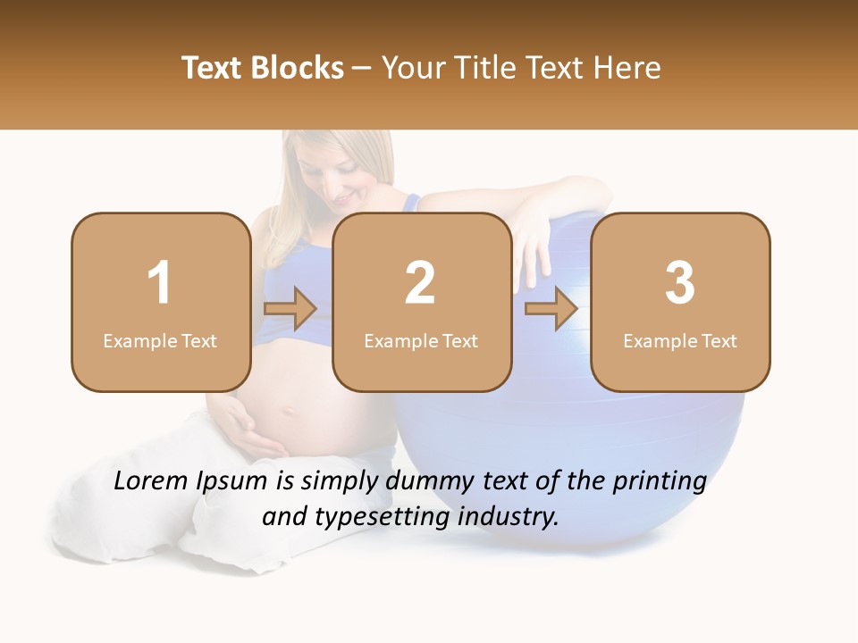 A Pregnant Woman Sitting On A Blue Exercise Ball PowerPoint Template