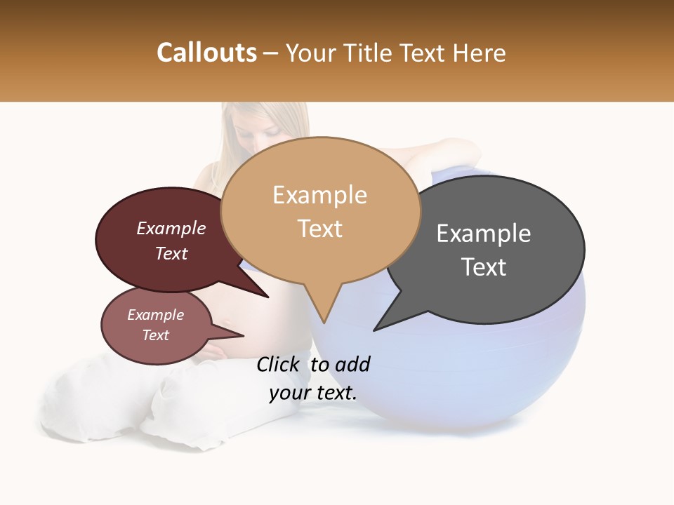 A Pregnant Woman Sitting On A Blue Exercise Ball PowerPoint Template