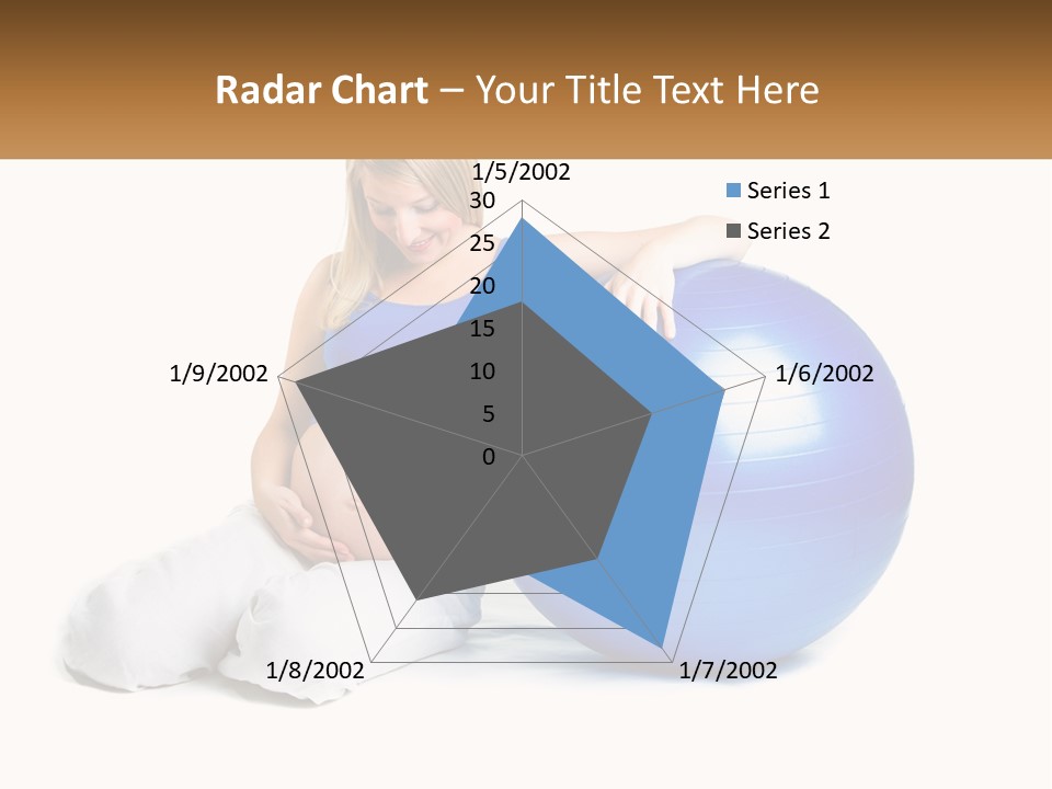 A Pregnant Woman Sitting On A Blue Exercise Ball PowerPoint Template